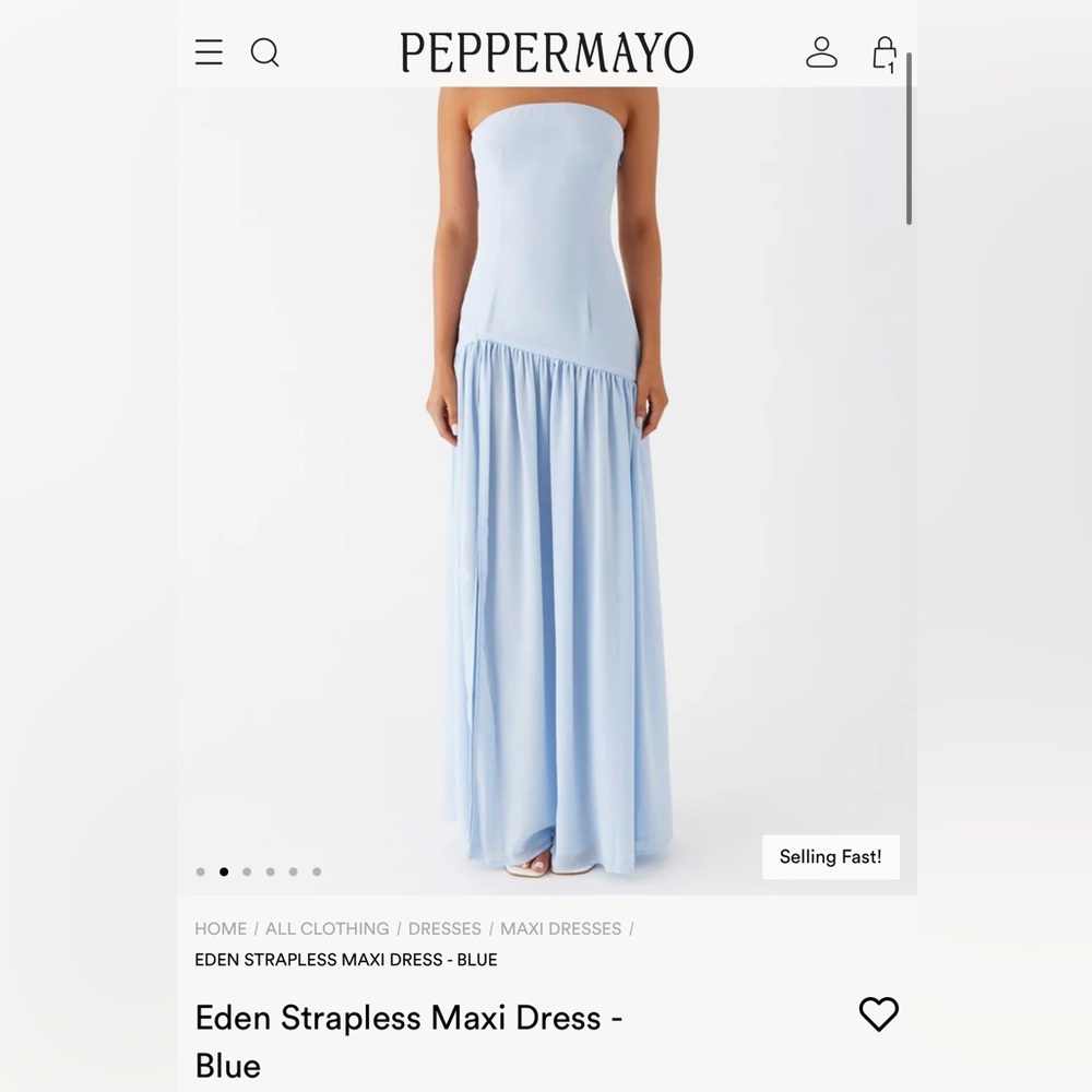 Peppermayo Eden Strapless Maxi Dress - Pale Blue